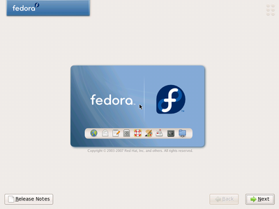 Start of Fedora installation