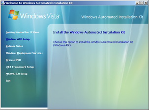 Windows AIK installation screen