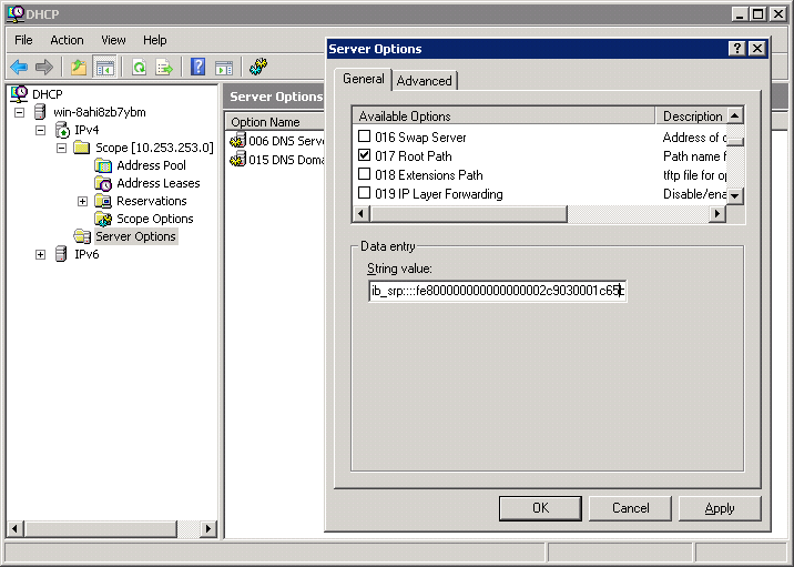 Windows DHCP server configuration